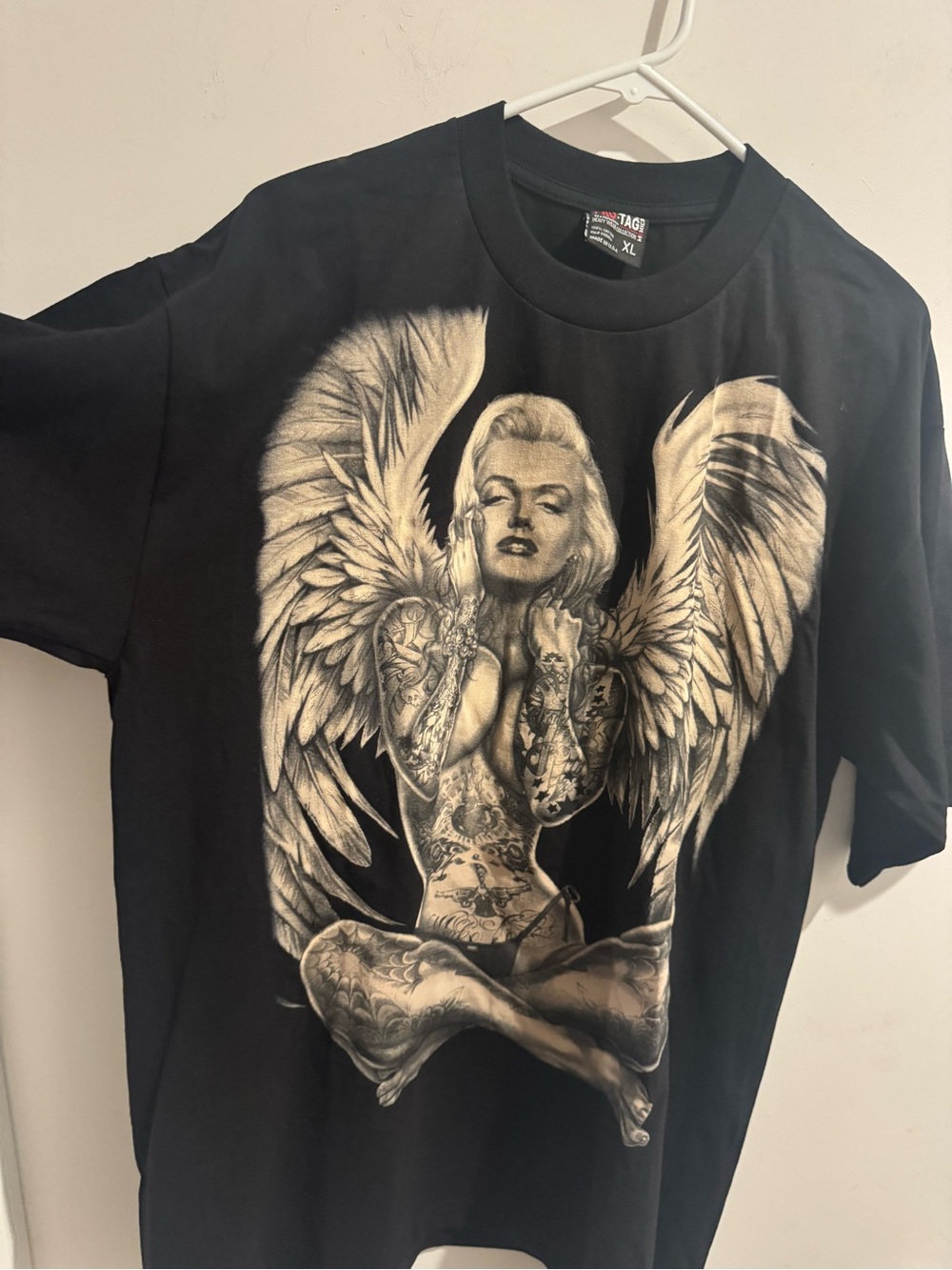 Vintage Marilyn Monroe Angel Tattoo Graphic Shirt  Hollywood Made In USA Size XL